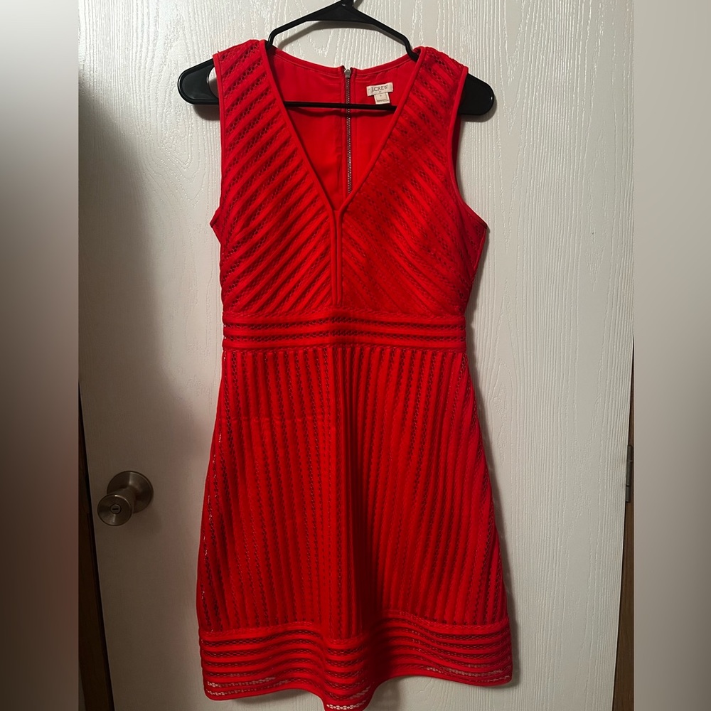 J. Crew Fit and Flare Red Dress Size 2